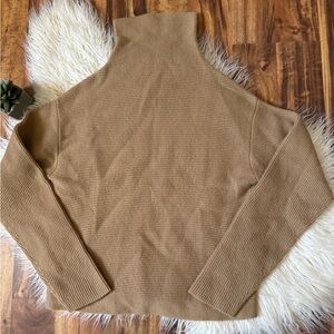Grey Ven Cashmere Ribbed Turtleneck Sweater Tan